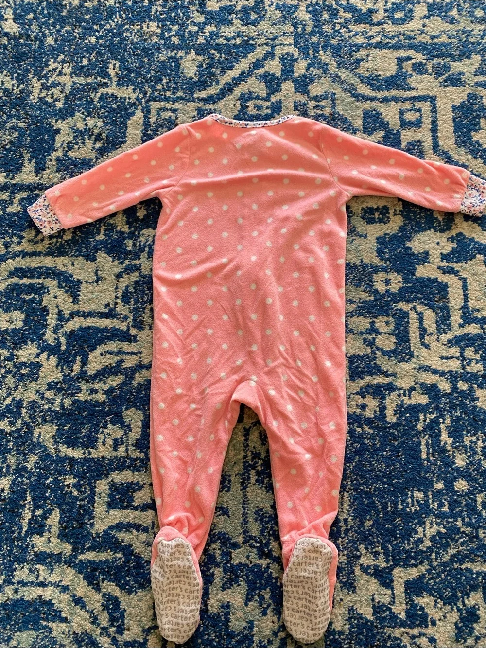 Carter's Pink Polka Dot Footed One-Piece with LOVE Applique